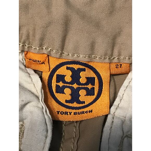 Tory Burch Khaki Frayed Hem Cropped Chino Pants Size 27 Stretch - Picture 7 of 10